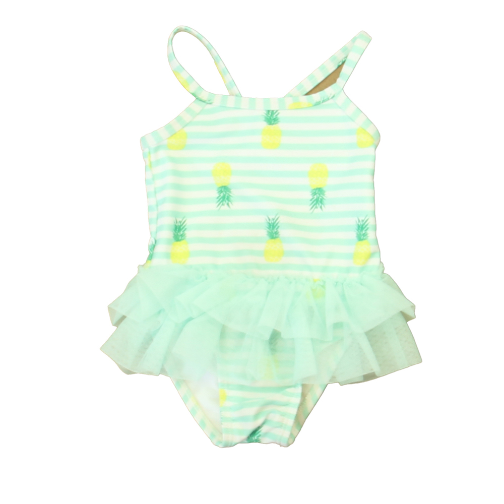 Unknown Brand Girls Aqua | White Pineapple 1-piece Swimsuit size: 3-6 Months